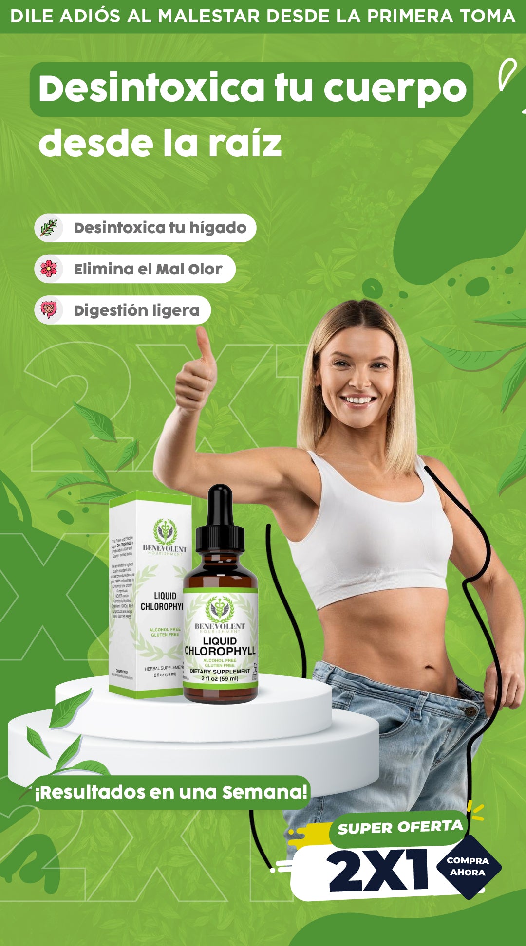 Clorofila 2x1| Detox líquido, potente y fácil de tomar